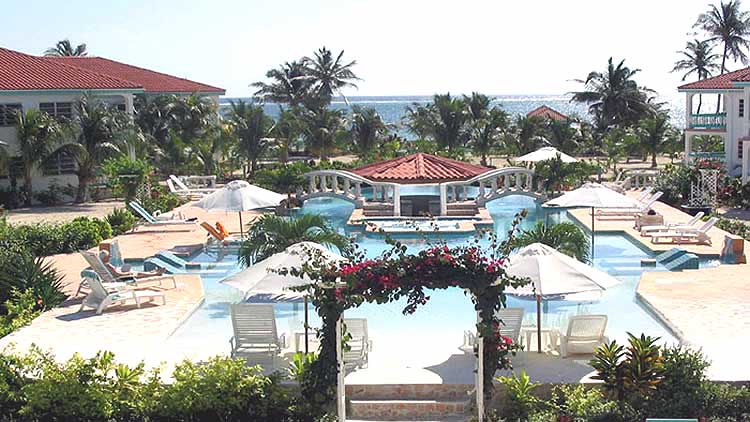 Belize Beach suites at Belizean Shores Resort are private, secluded one and two-bedroom luxury suites, right at the water's edge, with on-site dive facility, pool, bar, bicycles, fully-equipped kitchens,air conditioning, walk to beachfront restaurants